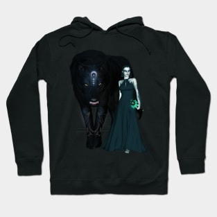 Awesome wolf with fairy in the dark night Hoodie